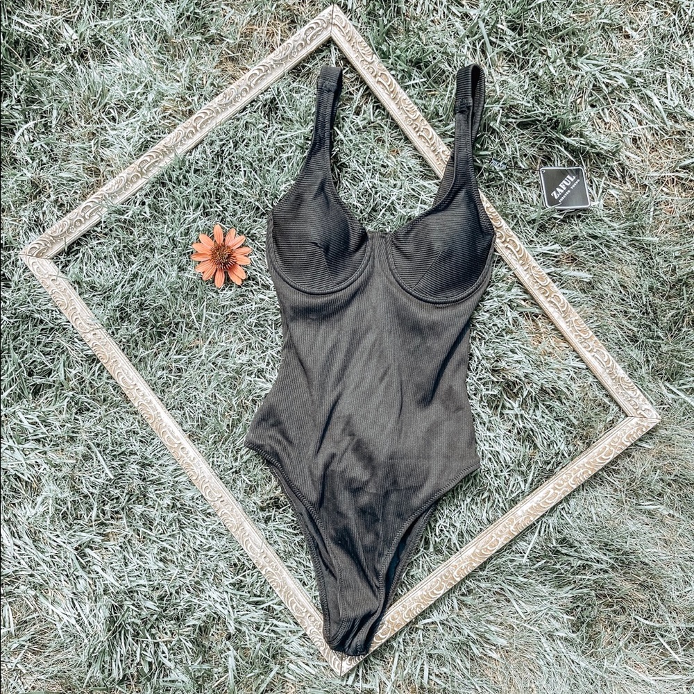Black Underwire One Piece Bathing Suit